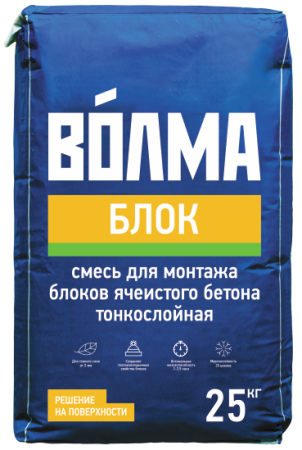 Смесь сухая цементная клеевая "ВОЛМА-Блок", 25 кг